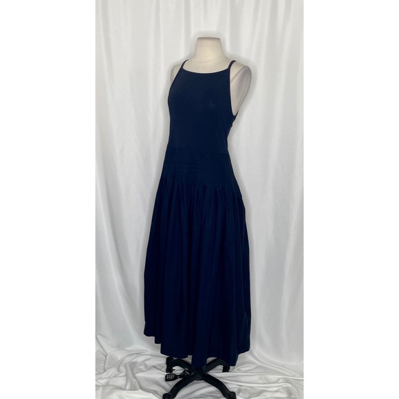 NWT! J. CREW Pintuck Mixy Tank Dress Solid Navy Blue Midi Pleated Preppy X-Small - Picture 6 of 15